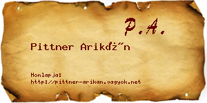 Pittner Arikán névjegykártya